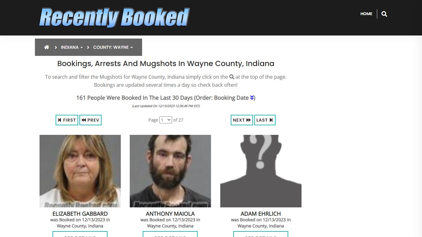 Recent bookings, Arrests, Mugshots in Wayne County, Indiana